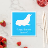 Verjaardag Blue Zee Lion 4Frankie (Naam) Servet (Insitu)