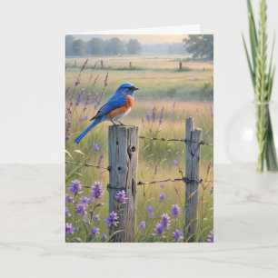 Verjaardag Bluebird op hek post Kaart