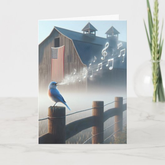 Verjaardag Bluebird zingen in Morning Mist Kaart (Voorkant)