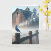 Verjaardag Bluebird zingen in Morning Mist Kaart (Gele Bloem)