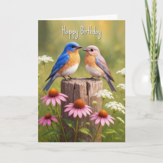 Verjaardag Bluebirds op een hek Post Kaart (Voorkant)