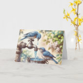 Verjaardag Bluebirds op een kraan Kaart (Gele Bloem)