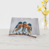 Verjaardag Bluebirds op een Winter Branch Kaart (Gele Bloem)