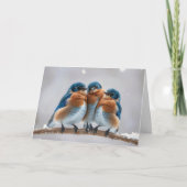 Verjaardag Bluebirds op een Winter Branch Kaart (Voorkant)