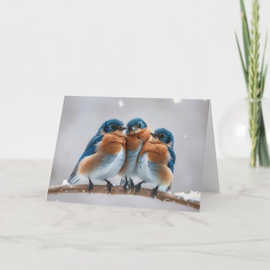 Verjaardag Bluebirds op een Winter Branch Kaart (Voorkant)