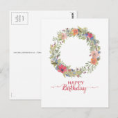 Verjaardag Blumenkranz Aquarel Briefkaart (Voorkant / Achterkant)