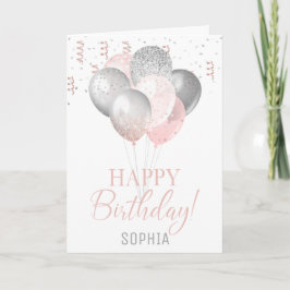 Verjaardag blush en zilveren ballonnen