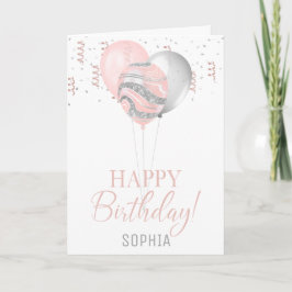 Verjaardag blush en zilveren ballonnen