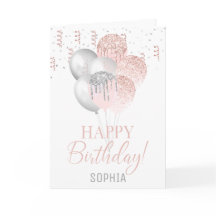 Verjaardag blush en zilveren ballonnen