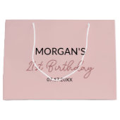Verjaardag Blush Pink Monogram Naam Groot Cadeauzakje (Voorkant)