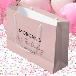 Verjaardag Blush Pink Monogram Naam Groot Cadeauzakje
