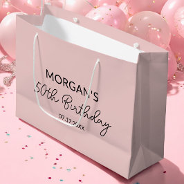 Verjaardag Blush Pink Monogram Naam Groot Cadeauzakje