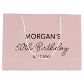 Verjaardag Blush Pink Monogram Naam Groot Cadeauzakje (Achterkant)