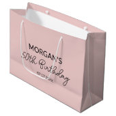 Verjaardag Blush Pink Monogram Naam Groot Cadeauzakje (Voorkant Gekanteld)