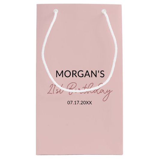 Verjaardag Blush Pink Monogram Naam Klein Cadeauzakje (Achterkant)