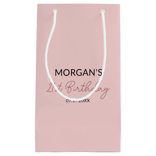 Verjaardag Blush Pink Monogram Naam Klein Cadeauzakje (Voorkant)