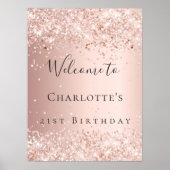 Verjaardag blush roos goud roze welkom poster (Voorkant)