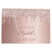 Verjaardag blush roos gouden druppels naam groot cadeauzakje (Achterkant)