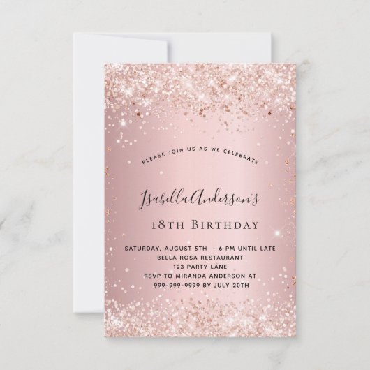 Verjaardag blush roze confetti kaart (Voorkant)