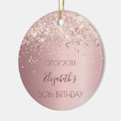 Verjaardag blush roze confetti naam keramisch ornament (Links)