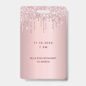 Verjaardag blush roze druppels naam vip pass badge (Achterkant)