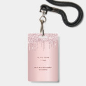 Verjaardag blush roze druppels naam vip pass badge (Achterkant met lanyard)