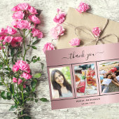 Verjaardag blush roze foto bedankkaart
