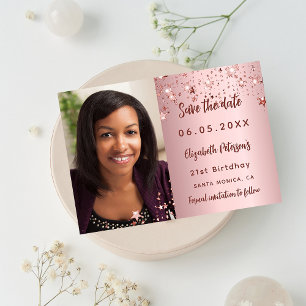 Verjaardag blush roze foto save the date