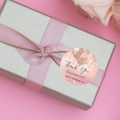 Verjaardag blush roze roos gouden naam ballonnen ronde sticker