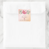 Verjaardag blush roze rose goud bloemnaam vierkante sticker (Tas)