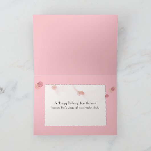 Verjaardag Blush Roze Rozen Kaart (Binnen)