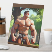 Verjaardag Bodybuilder Reclamebord Met Voetstuk (Insitu)