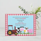 Verjaardag Boerderij Dieren Flat Uitnodiging (Staand voorkant)