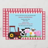 Verjaardag Boerderij Dieren Flat Uitnodiging (Voorkant / Achterkant)