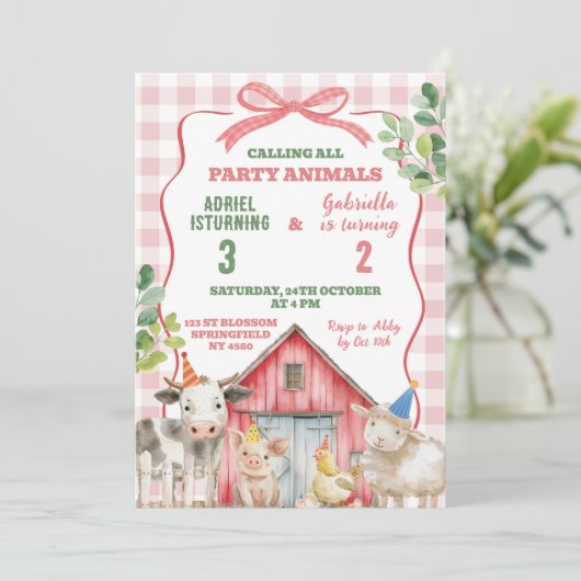 Verjaardag Boerderij Uitnodiging (Staand voorkant)