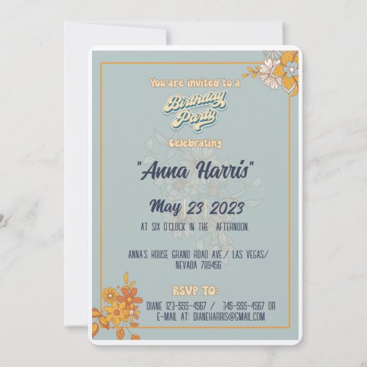 Verjaardag bohemian groovy stijl b-day idee kaart (Voorkant)