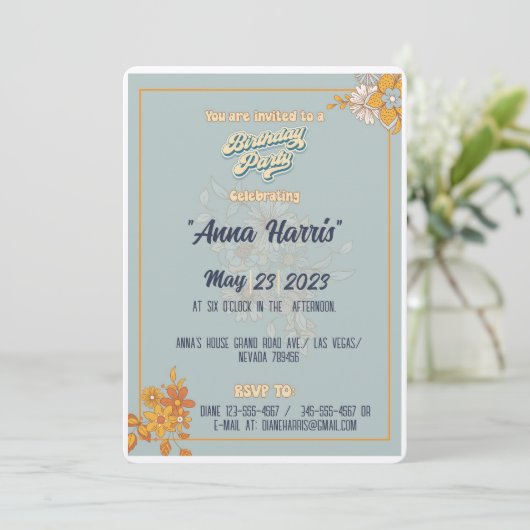 Verjaardag bohemian groovy stijl b-day idee kaart (Staand voorkant)