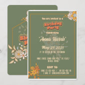 Verjaardag bohemian groovy stijl retro oude look kaart (Voorkant / Achterkant)