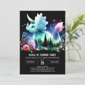 Verjaardag Boho Dino Triceratops Kaart (Staand voorkant)