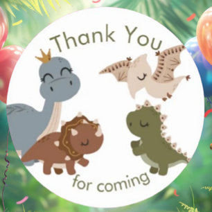 Verjaardag Boho Dinosaurs, dank je Ronde Sticker