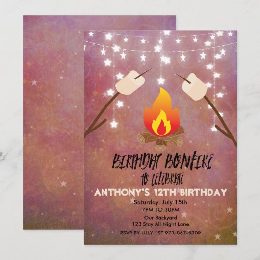 Verjaardag Bonfire Campout Verjaardagsfeest Kaart (Voorkant / Achterkant)