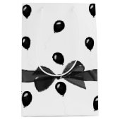Verjaardag Boog en Zwarte Ballonnen Medium Cadeauzakje (Voorkant)