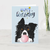 Verjaardag Border Collie Hond Dier Bubble Gum Kaart (Voorkant)