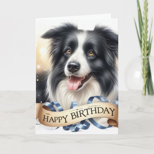 Verjaardag Border Collie van Dog Wenskaart Kaart (Voorkant)