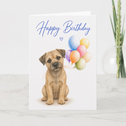 Verjaardag Border Terrier Kaart (Voorkant)