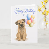 Verjaardag Border Terrier Kaart (Gele Bloem)