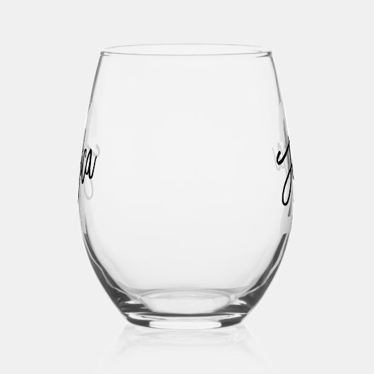 Verjaardag Borstel Script Modern Wijnglas Zonder Voet (Links)