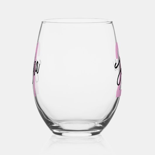 Verjaardag Borstel Script Modern Wijnglas Zonder Voet (Rechts)