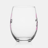 Verjaardag Borstel Script Modern Wijnglas Zonder Voet (Links)