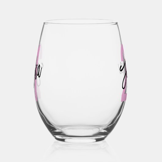 Verjaardag Borstel Script Modern Wijnglas Zonder Voet (Links)